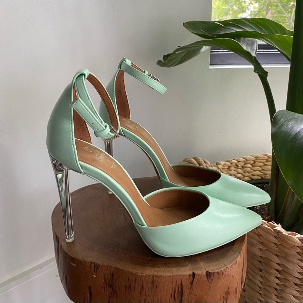 Mint Green Pumps with Clear Stiletto NWOT